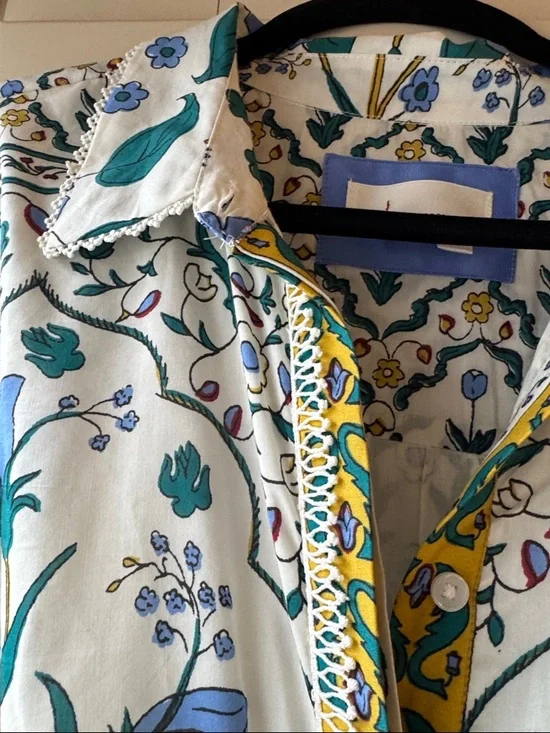 Anthropologie Maxi Dress in Blue & Yellow Floral Print - Picture 6 of 7